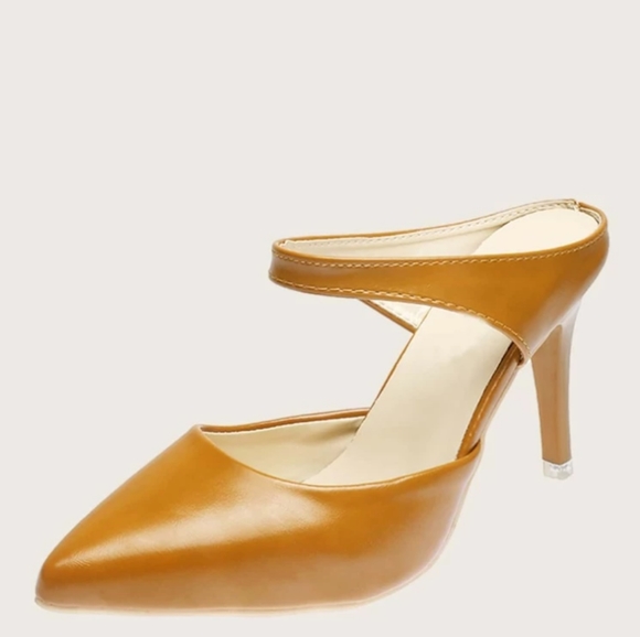 Cognac Heeled Mules - Picture 3 of 4